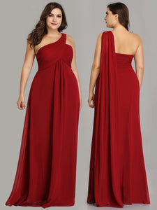 A-line One Shoulder Ruffles Long Evening Dress