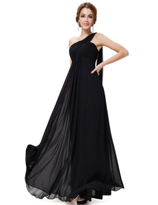 A-line One Shoulder Ruffles Long Evening Dress