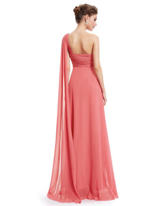 A-line One Shoulder Ruffles Long Evening Dress