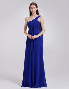 A-line One Shoulder Ruffles Long Evening Dress