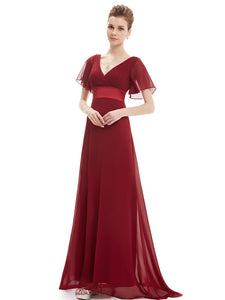 Glamoro Double V-Neck Ruffles Padded Evening Dress