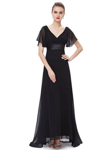 Glamoro Double V-Neck Ruffles Padded Evening Dress