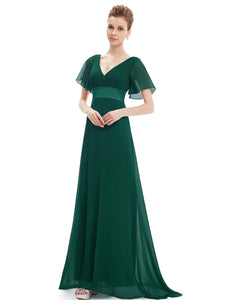 Glamoro Double V-Neck Ruffles Padded Evening Dress