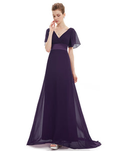 Glamoro Double V-Neck Ruffles Padded Evening Dress