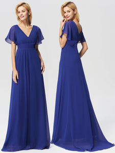 Glamoro Double V-Neck Ruffles Padded Evening Dress