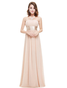 Strless Ruched Bt Burgundy Chiffon Long Evening Dress