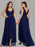 Ever Pretty Double V Neck Rhinestones Ruched Bt High Low Evening Dress