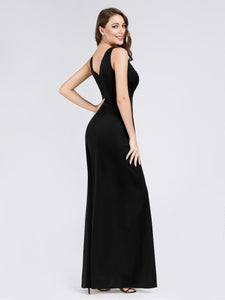 V-Neck Side Split Evening Dress