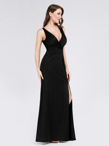 V-Neck Side Split Evening Dress