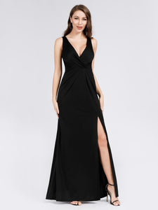 V-Neck Side Split Evening Dress