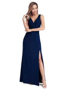 V-Neck Side Split Evening Dress