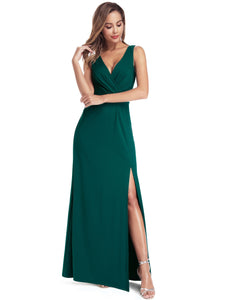 V-Neck Side Split Evening Dress