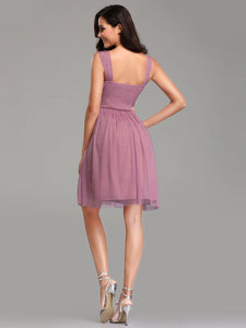 A Line V Neck Short Bridesmaid Dress F