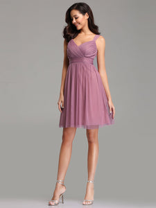 A Line V Neck Short Bridesmaid Dress F