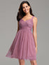 A Line V Neck Short Bridesmaid Dress F