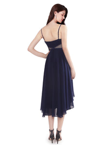 A Line V Neck Hi-Low Cocktail Party Dress With Open Back EZ