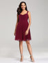 Fhion A-Line V-Neck Lace Bridesmaid Dress Knee Length F