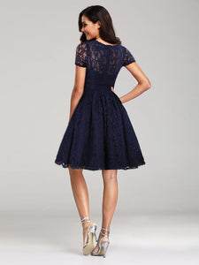 Short Lace  Navy Blue Cocktail Dress EZ