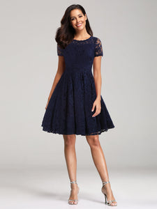 Short Lace  Navy Blue Cocktail Dress EZ