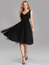 Short Knee-Length Black V Neck  Cocktail Dresses EZ