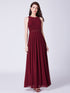 A Line Sleeveless Long Bridesmaid Dresses F