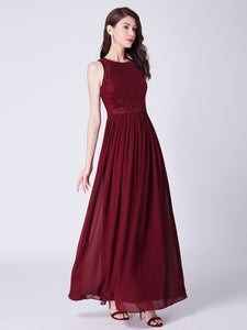 A Line Sleeveless Long Bridesmaid Dresses F