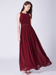 A Line Sleeveless Long Bridesmaid Dresses F