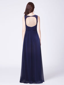 Long Navy Blue Lace Open Back Evening Dresses EZ