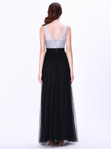 Long Sliver Black Sequin Evening Dresses EZ