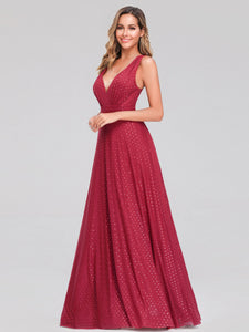 A Line V Neck Long Formal Evening Dress With Cross Back EZ