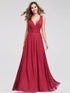 A Line V Neck Long Formal Evening Dress With Cross Back EZ