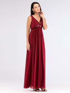 Long Burgundy Sequin Holiday Evening Party Dress EZ