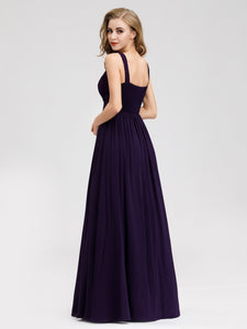 Purple Long Lace V neck Formal Holiday Evening Dresses EZ