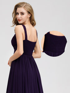 Purple Long Lace V neck Formal Holiday Evening Dresses EZ