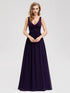 Purple Long Lace V neck Formal Holiday Evening Dresses EZ