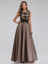 A Line Sleeveless Long Evening Dress With pliques EZ