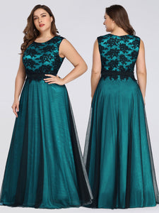 A Line Sleeveless Long Evening Dress With pliques EZ