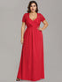 A-Line V-Neck Short Sleeve Pl Size Formal Evening Dress EZ