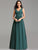 Double V Neck Empire Waist Lace Evening Dresses EZ