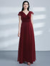 Fhion A Line V Neck Long Bridesmaid Dress With Sleeve F