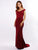 Long V neck Sexy Burgundy Long Trail Mermaid Gown Dresses EZ