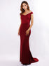 Long V neck Sexy Burgundy Long Trail Mermaid Gown Dresses EZ