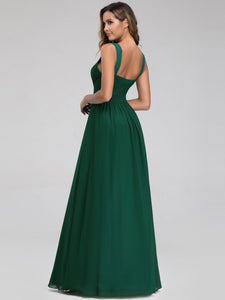 Long V neck Green Evening Party Dress EZ