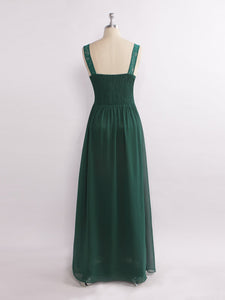 Long V neck Green Evening Party Dress EZ