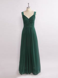 Long V neck Green Evening Party Dress EZ