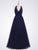 Long Halter Navy Blue Evening Dresses EZ