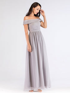 Long Grey Off Shoulder Party Dresses EZ