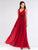 Long Burgundy Lace Cowl  Formal Evening Dress EZ