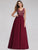 Sleeveless V neck Long Evening Dress with Lace Bodice EZ