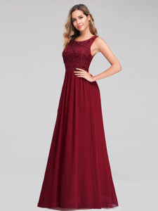 Long Burgundy Lace Illion Evening Formal Dresses EZ